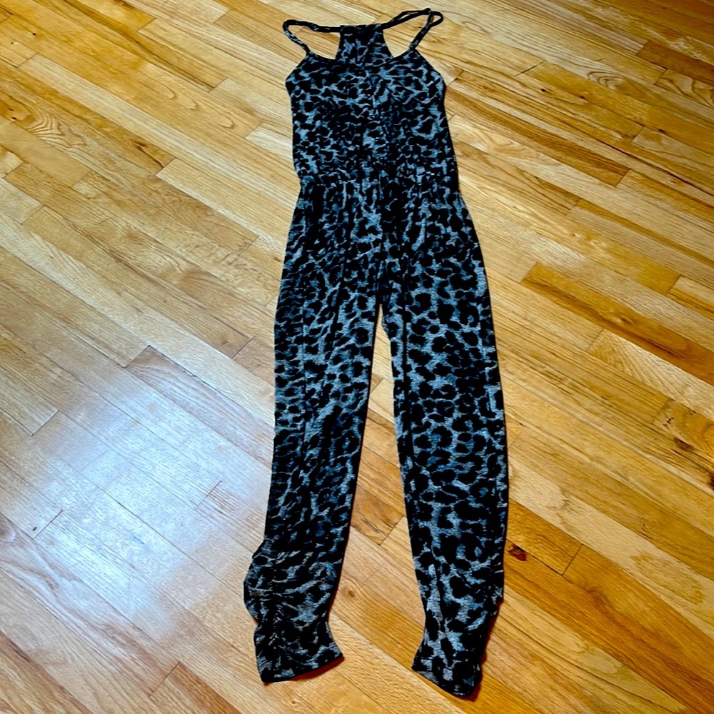 TopShop size 2 Grey and Back leopard print jumpsuit.